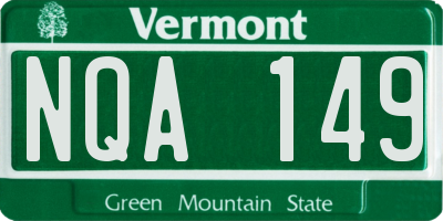 VT license plate NQA149