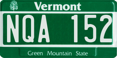 VT license plate NQA152