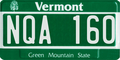 VT license plate NQA160