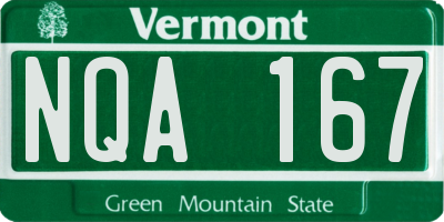 VT license plate NQA167