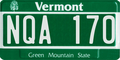 VT license plate NQA170