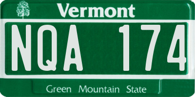 VT license plate NQA174