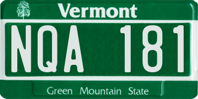 VT license plate NQA181