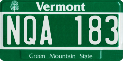 VT license plate NQA183