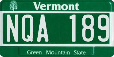 VT license plate NQA189