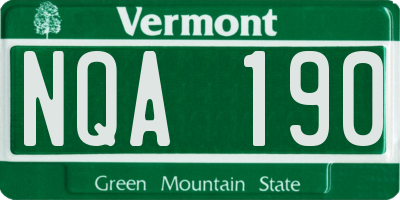 VT license plate NQA190