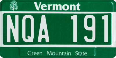 VT license plate NQA191