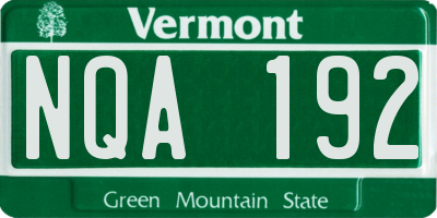 VT license plate NQA192