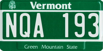 VT license plate NQA193