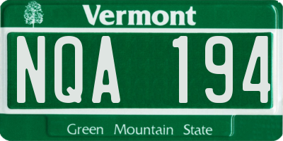 VT license plate NQA194