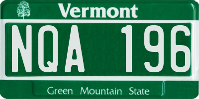 VT license plate NQA196