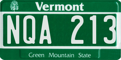 VT license plate NQA213