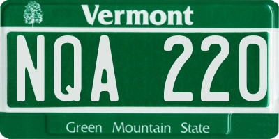 VT license plate NQA220