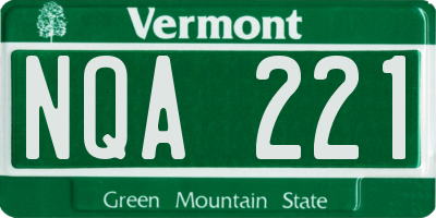 VT license plate NQA221