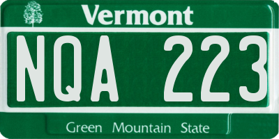 VT license plate NQA223