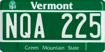 VT license plate NQA225