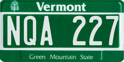 VT license plate NQA227