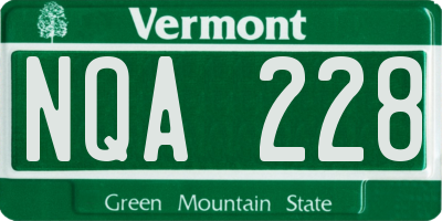 VT license plate NQA228