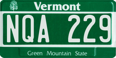 VT license plate NQA229