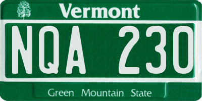 VT license plate NQA230