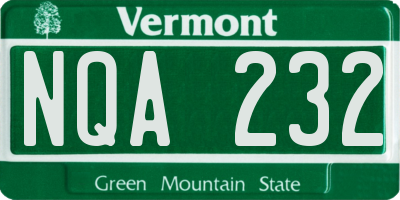 VT license plate NQA232