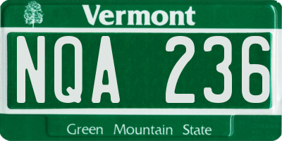 VT license plate NQA236