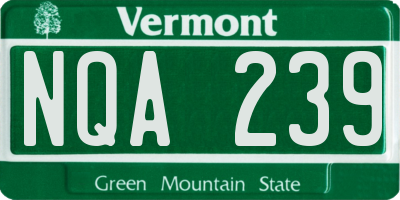 VT license plate NQA239