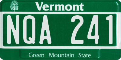 VT license plate NQA241