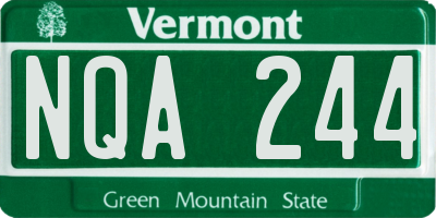VT license plate NQA244