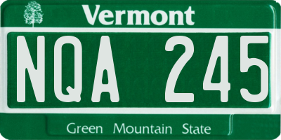 VT license plate NQA245