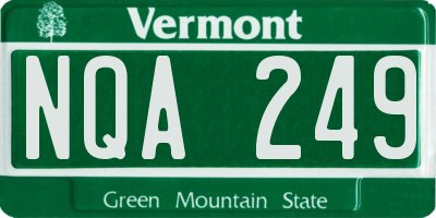 VT license plate NQA249