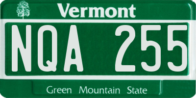 VT license plate NQA255