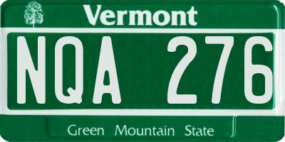 VT license plate NQA276