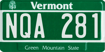 VT license plate NQA281