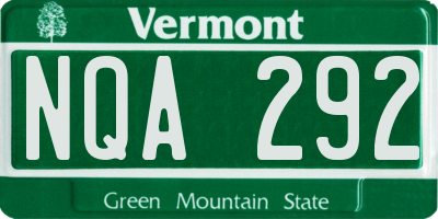 VT license plate NQA292