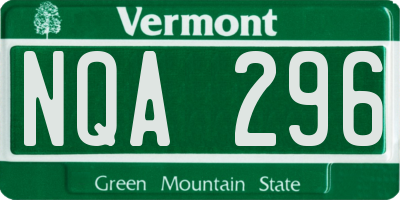 VT license plate NQA296