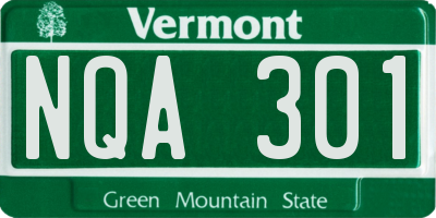 VT license plate NQA301