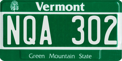 VT license plate NQA302
