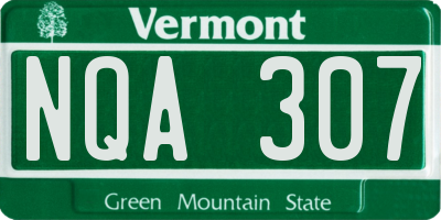 VT license plate NQA307