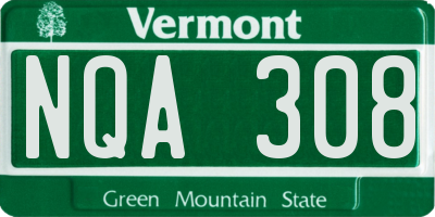 VT license plate NQA308