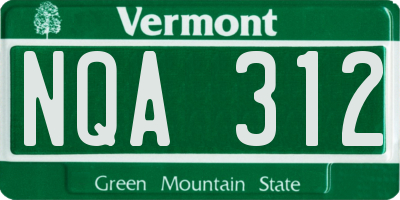 VT license plate NQA312