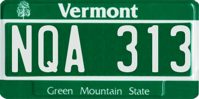 VT license plate NQA313
