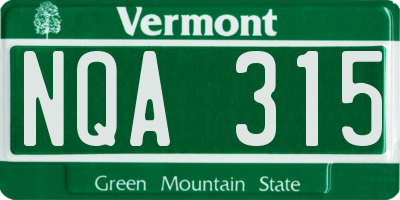 VT license plate NQA315