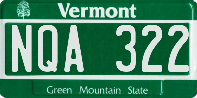 VT license plate NQA322