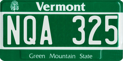 VT license plate NQA325