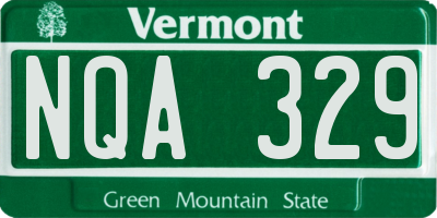 VT license plate NQA329