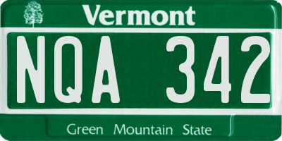 VT license plate NQA342