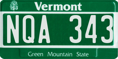 VT license plate NQA343