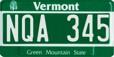 VT license plate NQA345