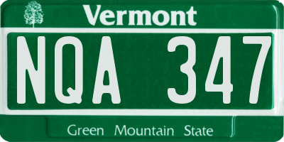 VT license plate NQA347